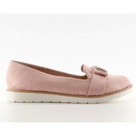 Mocassini in camoscio pastello T245 Rosa