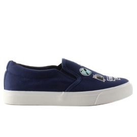 Sneakers slip-on con ricamo NB102P Blu Scuro blu navy