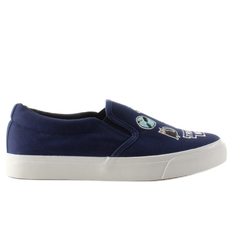 Sneakers slip-on con ricamo NB102P Blu Scuro blu navy