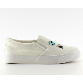 Sneaker senza lacci con ricamo bianco NB102P bianca