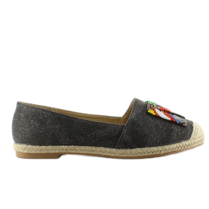 Espadrillas con perline colorate H8-58 nere nero