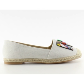 Espadrillas con perline bianche colorate H8-58 bianco