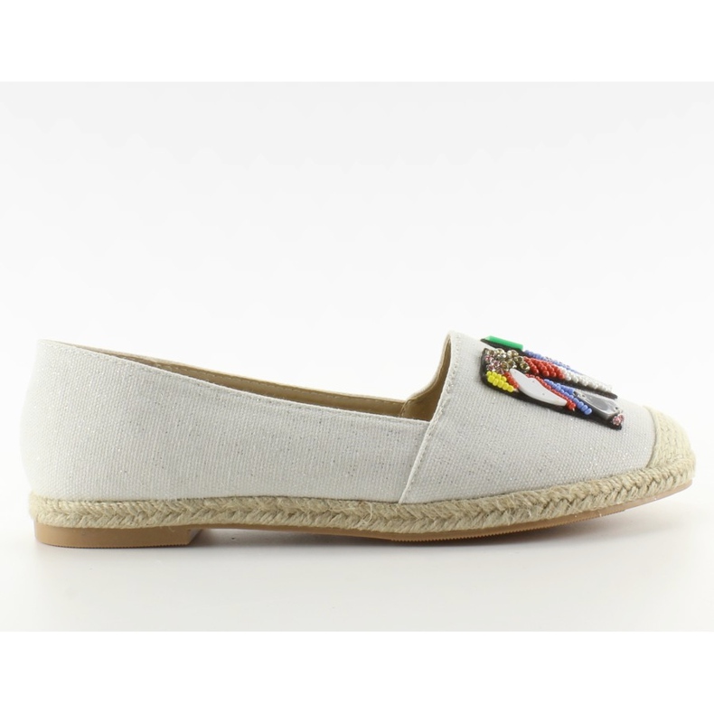 Espadrillas con perline bianche colorate H8-58 bianca