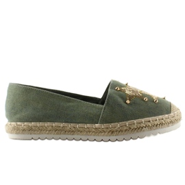 Espadrillas in tela con borchie CV-353 Verdi verde