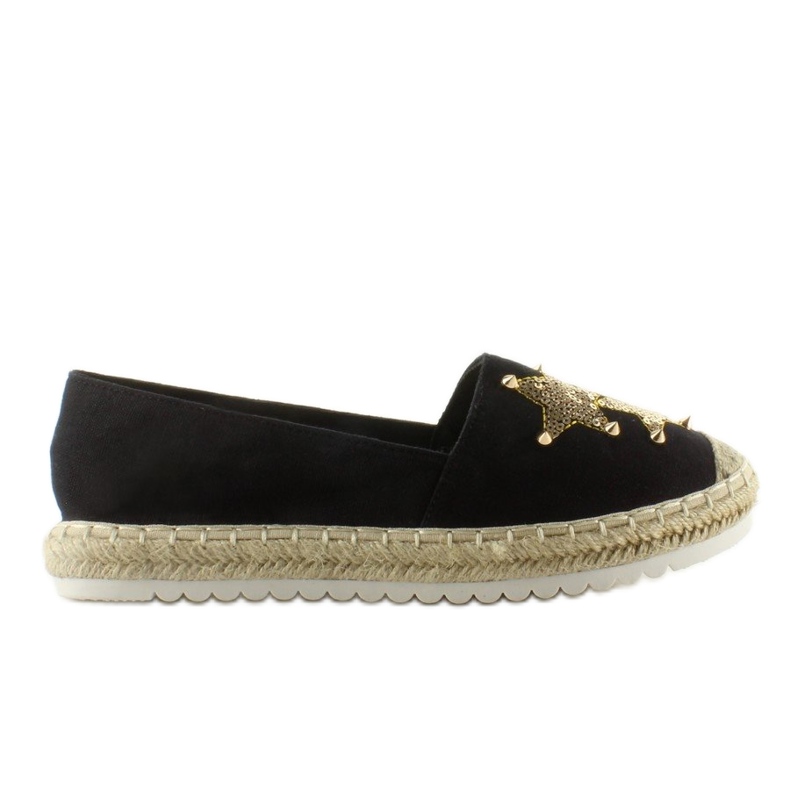 Espadrillas in tela con borchie CV-353 nere nero