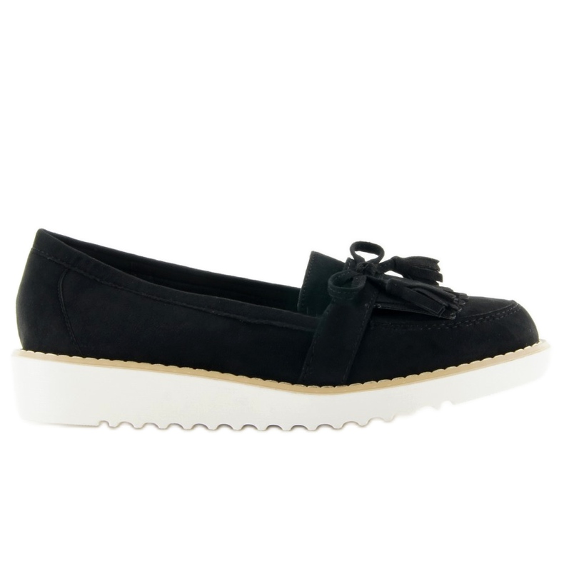 Mocassini in camoscio, suola bianca, T236p nero