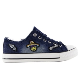 Sneakers in denim con toppe NB98P D. blu blu navy
