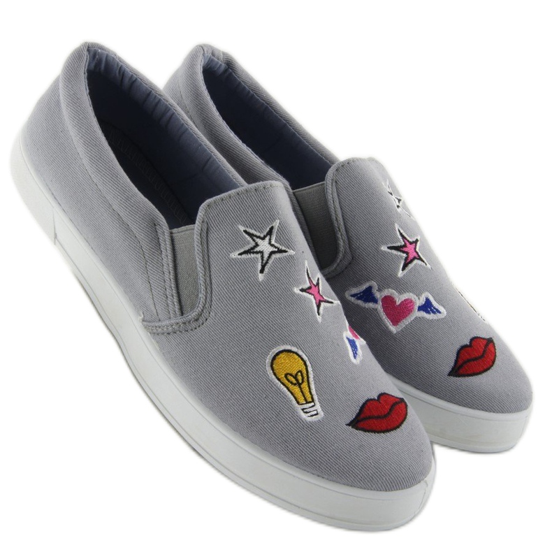 Slipons con toppe grigie JX41P grigio