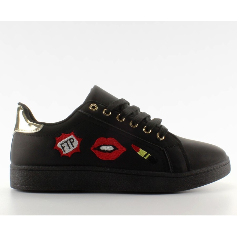 Sneakers con bacio bacio Patch NERE / ORO nero