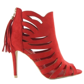 Openwork 1214 Tacchi rossi sfrangiati rosso