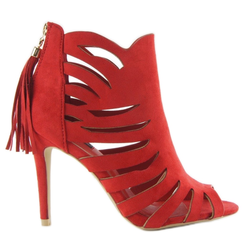 Openwork 1214 Tacchi rossi sfrangiati rosso