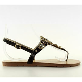 Sandali con bellissime pietre JH41 nere nero