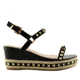 Sandali espadrillas con borchie Y16P nero