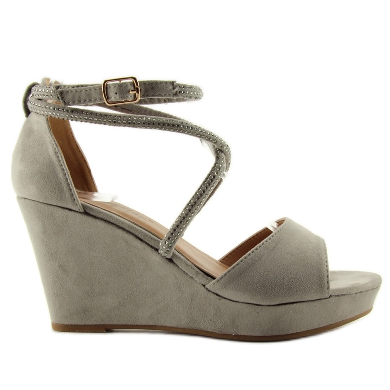 Sandali con zeppa F162 grigi grigio