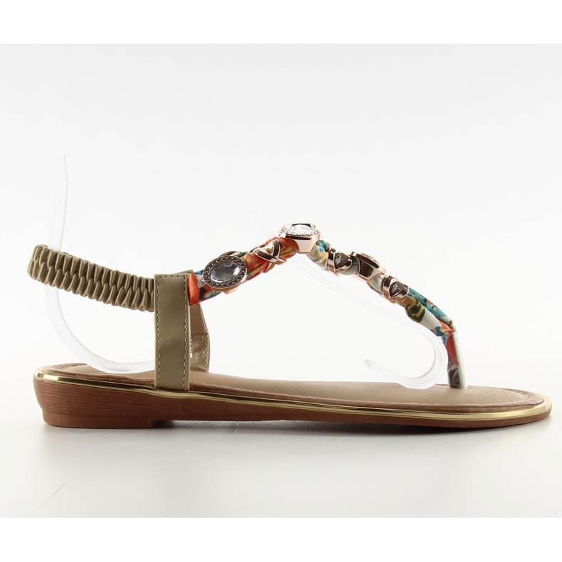 Sandali infradito con pietre C63 beige bianca marrone blu arancia