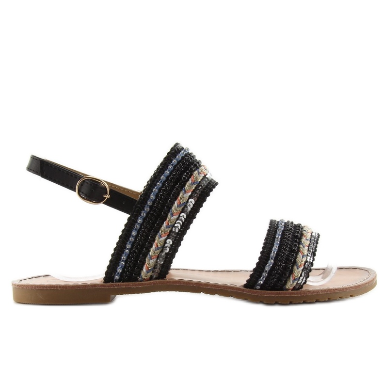 Sandali con nastri decorati CL61 neri nero