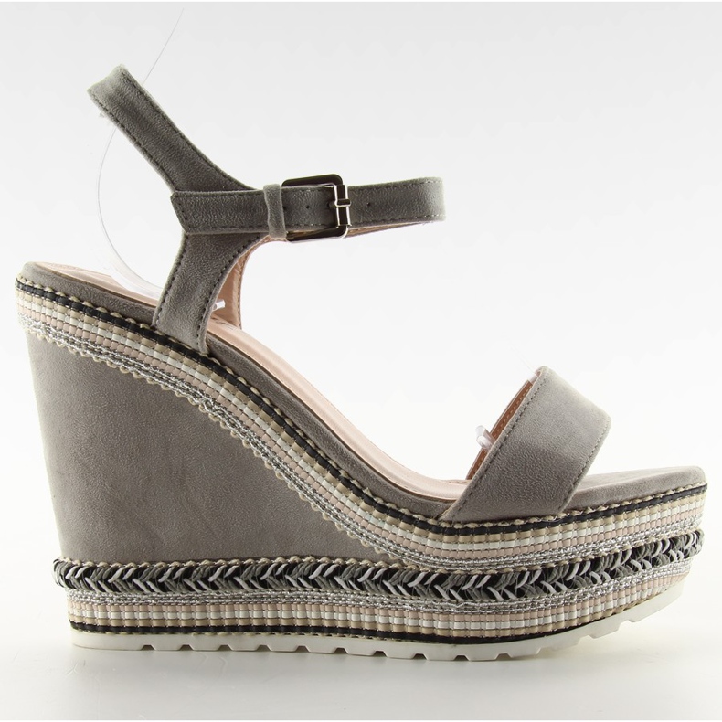 Bellissimi sandali con zeppa LL-56 grigio