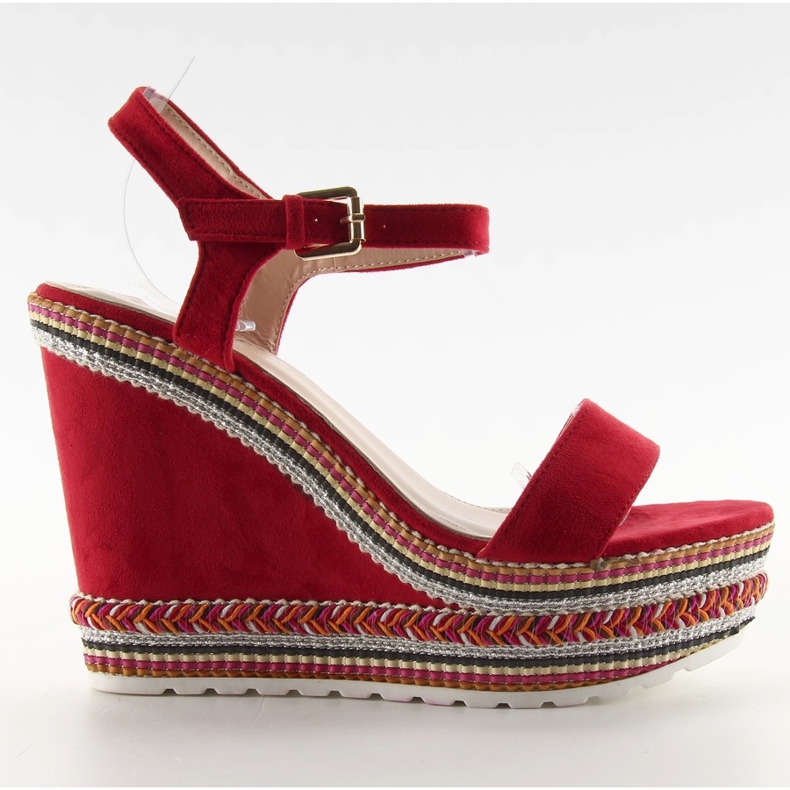 Bellissimi sandali con zeppa LL-56 ed rosso