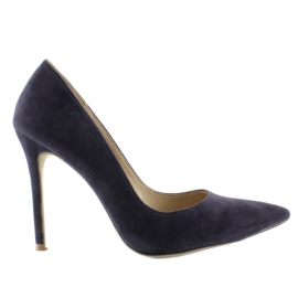 Décolleté in camoscio su tacco 5438 Navy blu navy
