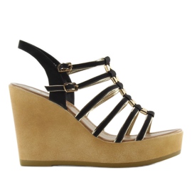 Sandali con zeppa GM-5032 neri nero