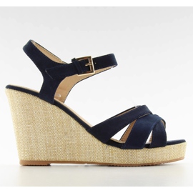 Sandali con zeppa BL337 blu blu navy