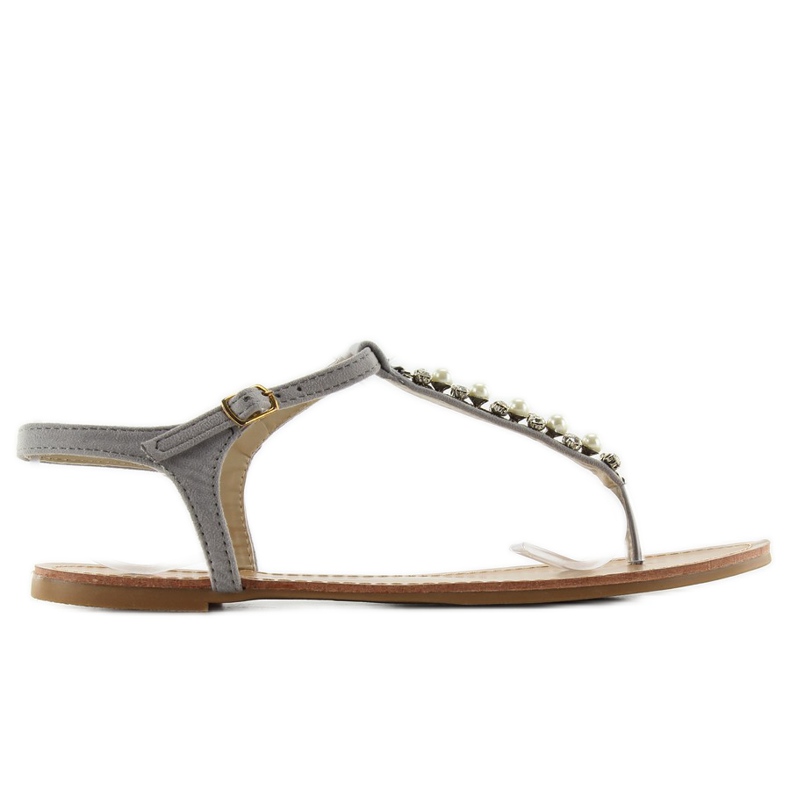 Sandali infradito con perle grigie DD28 grigio