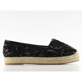 Espadrillas in pizzo suola alta 7137 nera nero