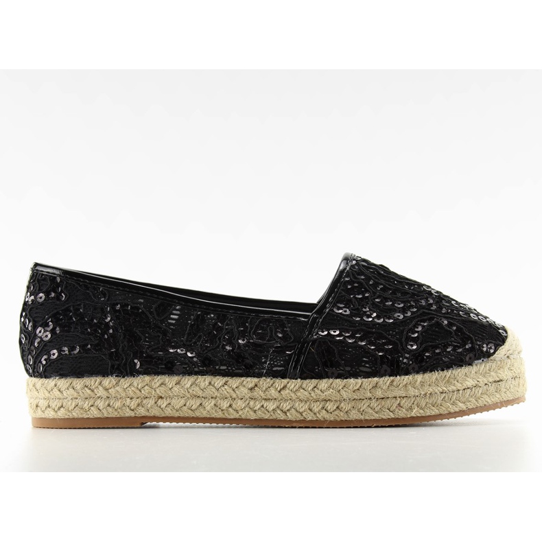 Espadrillas in pizzo suola alta 7137 nera nero