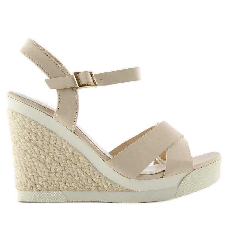 Sandali con zeppa, suola sportiva, beige