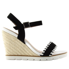 Espadrillas, sandali con zeppa Bl-6240 nero