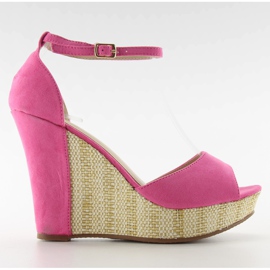 Sandali con zeppa unica 028 fucsia rosa