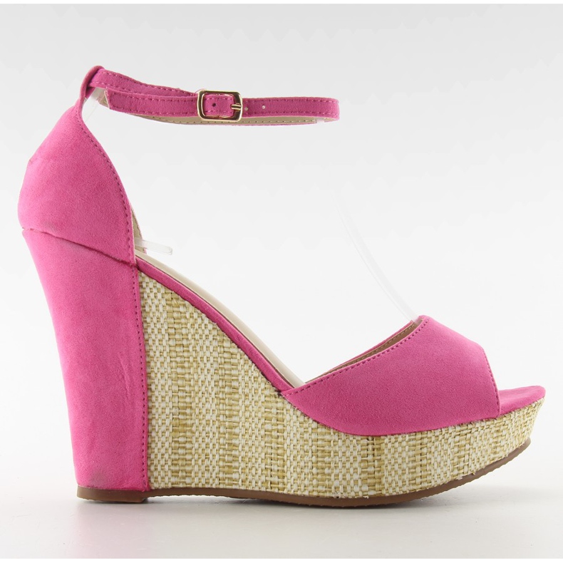 Sandali con zeppa unica 028 fucsia rosa