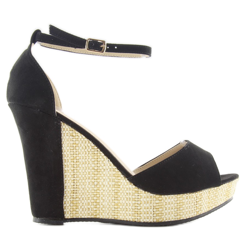 Sandali su una zeppa unica 028 nero