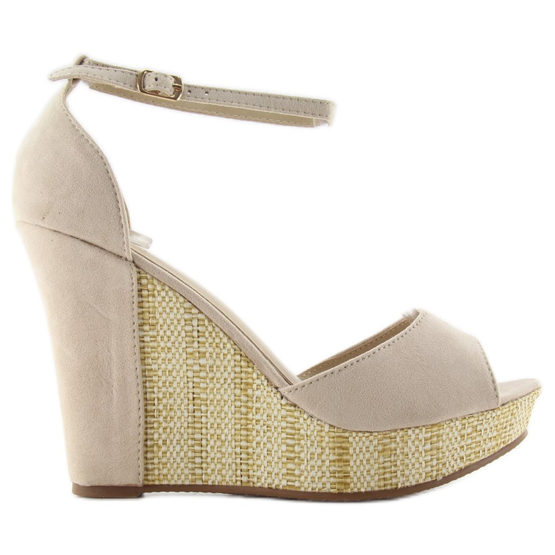 Sandali su una zeppa unica 028 beige