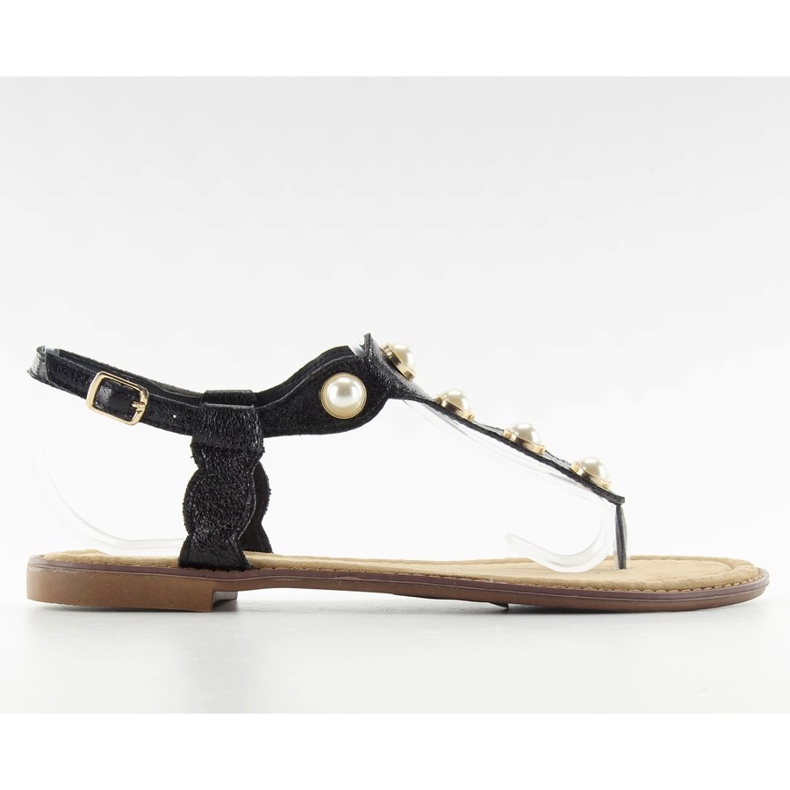 Infradito con perle grandi LL-75 Nero