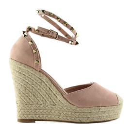 Espadrillas Con Borchie Sulla Piattaforma Rosa