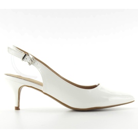 Tacchi bassi con tacco aperto zh05 bianco bianca