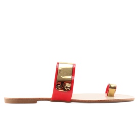 Ciabatte con strisce dorate 6334pt rosso