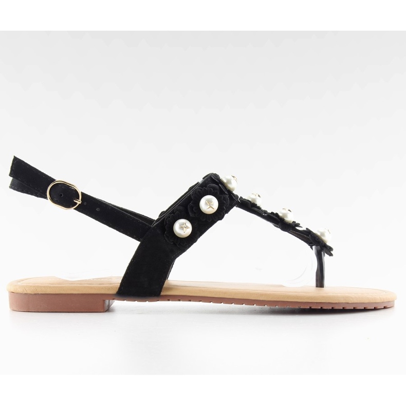 Infradito con perle D-6541 Nero