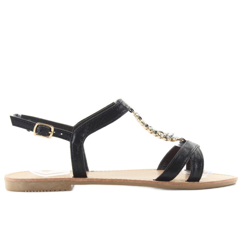 Sandali con pietre nere decorative nero