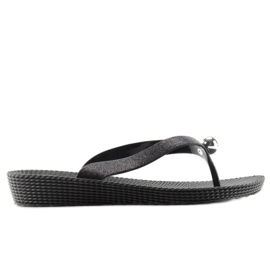 Infradito con pallina argento 9-56 nera nero