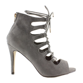 Sandali stringati su tacco alto Qq01P grigio