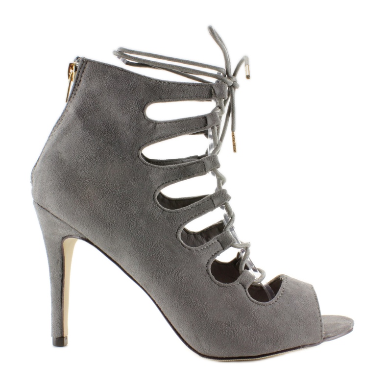 Sandali stringati su tacco alto Qq01P grigio