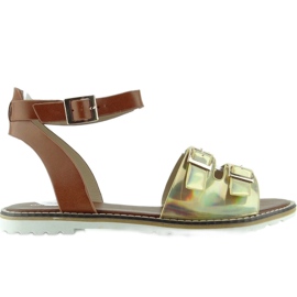 2015L-139-3W Sandali con ologramma oro d'oro