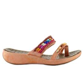 Infradito con perline A123-6 salmone arancia