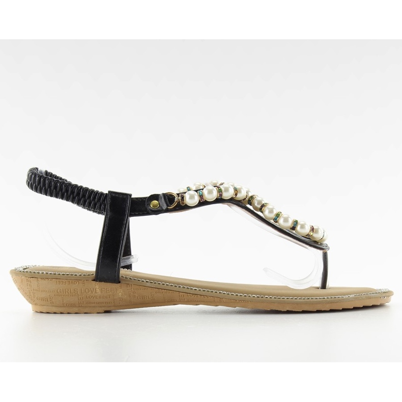 Sandali con perle 2017-25 Nero