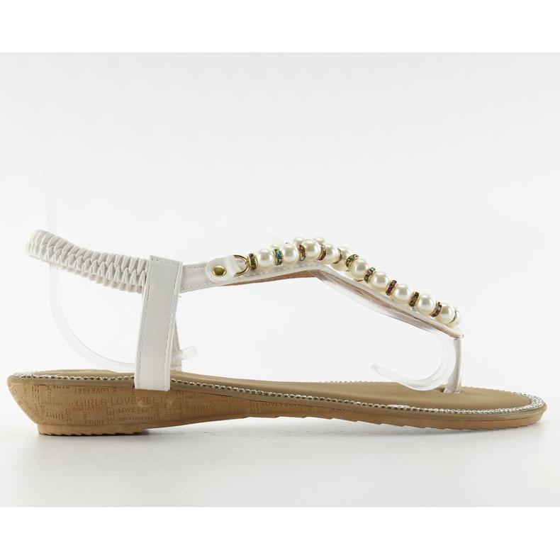 Sandali con perle 2017-25 bianco bianca