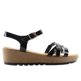 Sandali con zeppa in sughero 9051 nero