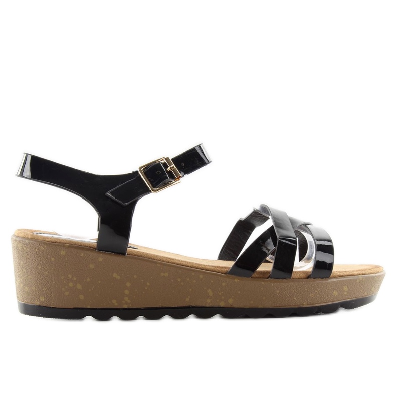Sandali con zeppa in sughero 9051 nero
