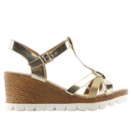 Sandali con zeppa FD-76 oro d'oro